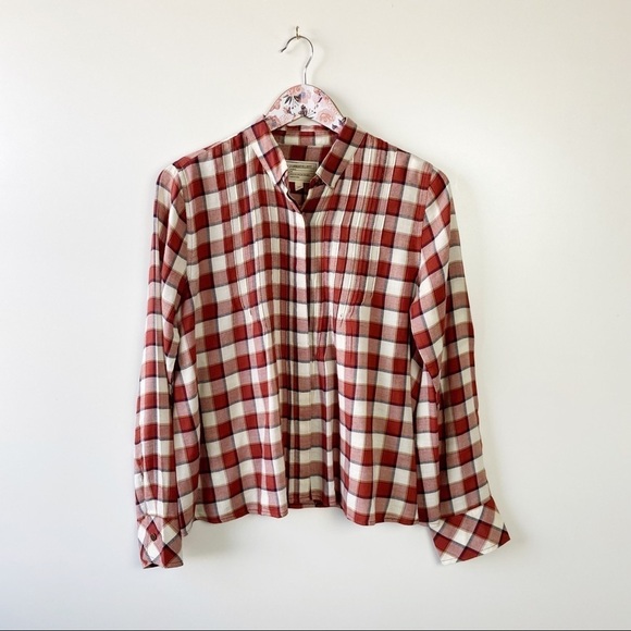 Current Elliott Womens The Lucy Red Plaid Button Up Shirt Long Sleeve S Small - Picture 4 of 8